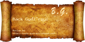 Back Györgyi névjegykártya